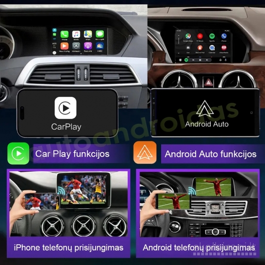 MERCEDES CARPLAY, ANDROID AUTO Integracija originalioje multimedijoje