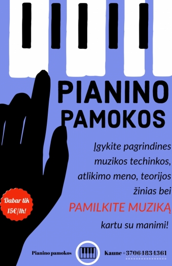 Individualios pianino pamokos Kaune
