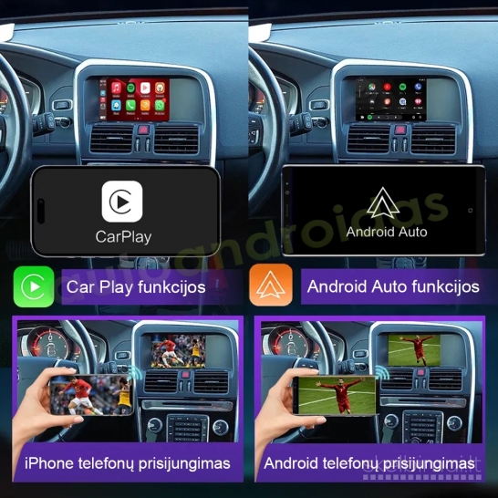 VOLVO 2014-19 S60 XC60 V60 V40 APPLE CARPLAY ANDROIDAUTO org. multimedijai