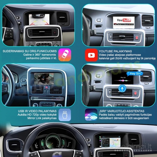 VOLVO 2014-19 S60 XC60 V60 V40 APPLE CARPLAY ANDROIDAUTO org. multimedijai