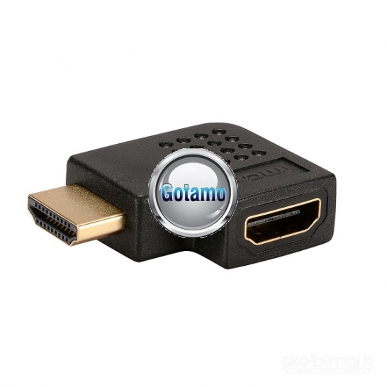 HDMI 90 laipsnių kampo jungtis plokščia kairinė WWW.GOTAMO.LT