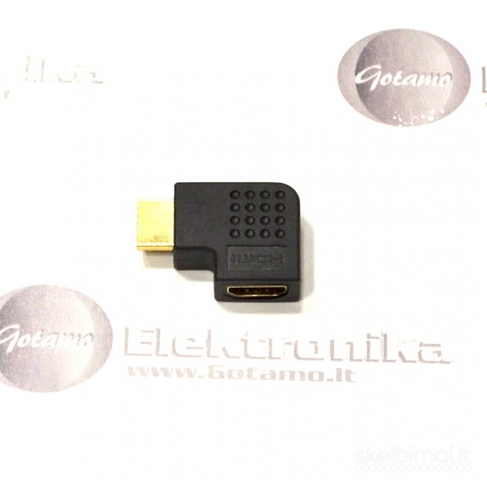 HDMI 90 laipsnių kampo jungtis plokščia kairinė WWW.GOTAMO.LT