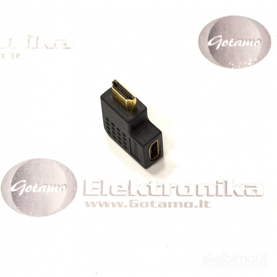 HDMI 90 laipsnių kampo jungtis plokščia kairinė WWW.GOTAMO.LT