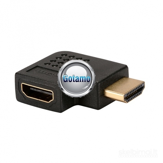 HDMI 90 laipsnių kampo jungtis plokščia dešininė WWW.GOTAMO.LT