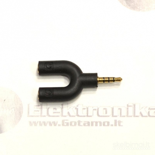 AUX 3.5mm į ausinių ir mikrofono AUX 3.5mm lizdus jungtis (šakotuvas)