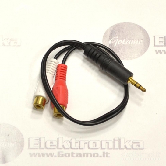 AUX 3.5mm į 2 RCA lizdus jungtis laidas WWW.GOTAMO.LT