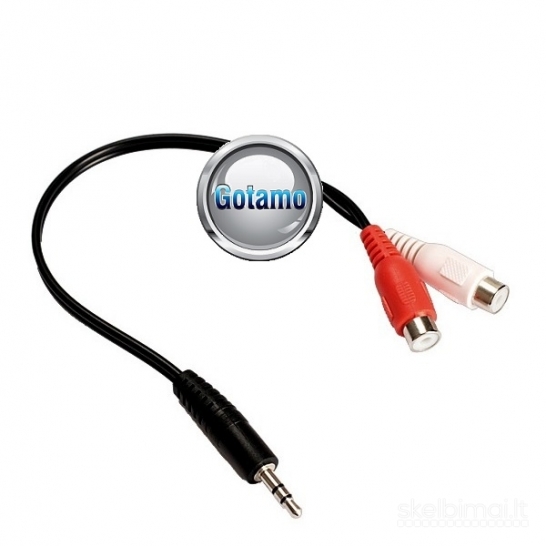 AUX 3.5mm į 2 RCA lizdus jungtis laidas WWW.GOTAMO.LT