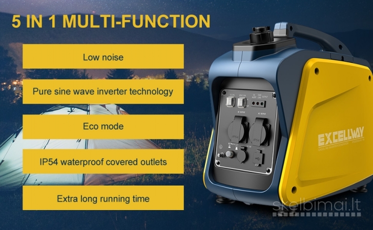 Naujas Mobilus Inverterinis Generatorius 2.2KW Benzinis Excellway