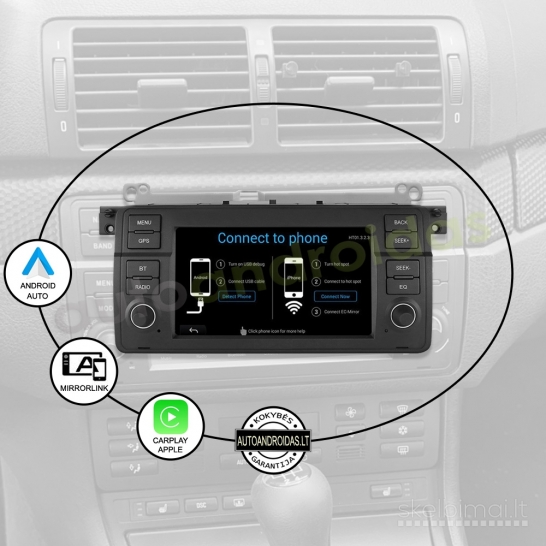 BMW 3 E46 1998-06 Android multimedija navigacija automagnetola