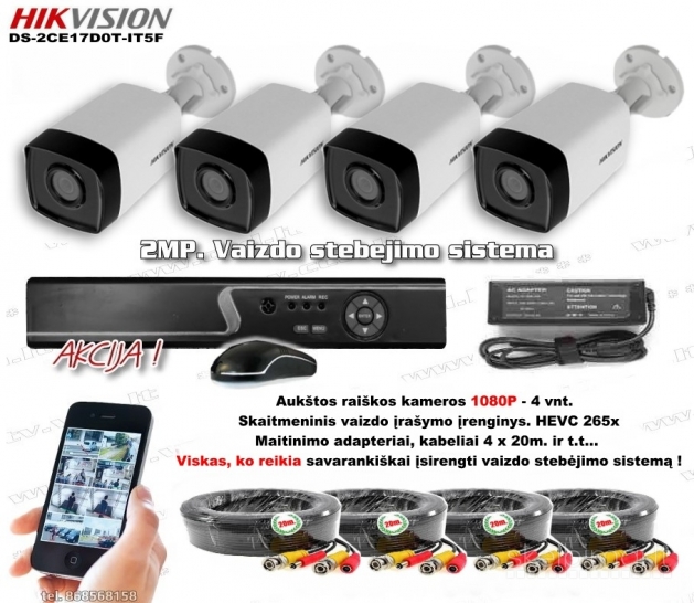 4 - 8 kamerų vaizdo stebėjimo sistemos