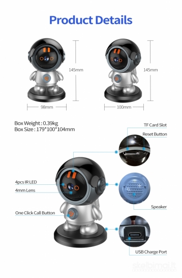 Nauja 360 valdoma mobili auklė robotukas kamera +skambinimas 