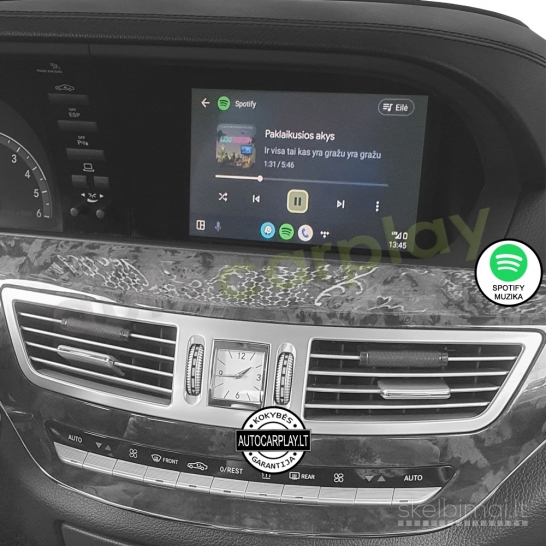 MERCEDES S W221 2006-12 Androidauto Carplay Waze gamyklinėje multimedijoje