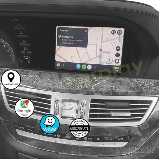 MERCEDES S W221 2006-12 Androidauto Carplay Waze gamyklinėje multimedijoje