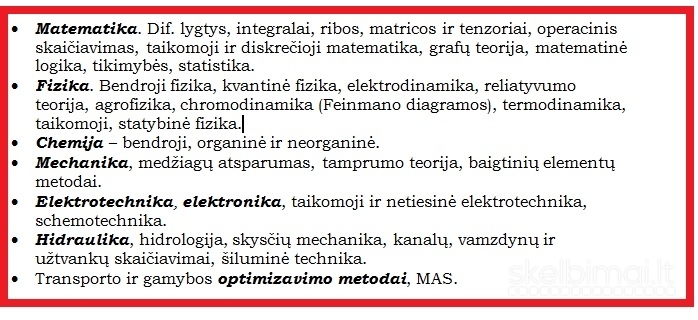 Matematika fizika tikimybes mechanika elektrotechnika chemija studentams