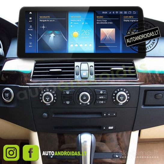 BMW 5 E60 E61 3 E90 E91 2003-12 Android multimedija navigacija 12" colių ekranu