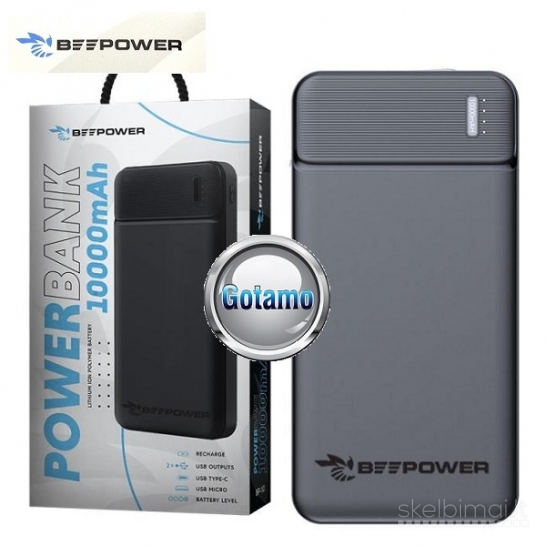 Išorinė baterija akumuliatorius (Power Bank) 10000mAh BeePower WWW.GOTAMO.LT