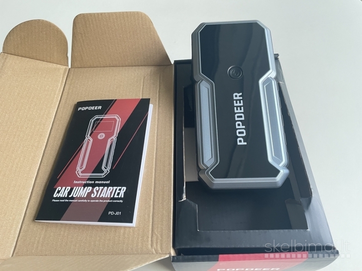 Naujas 2500A automobilinis užvedėjas boosteris jump starter powerbank