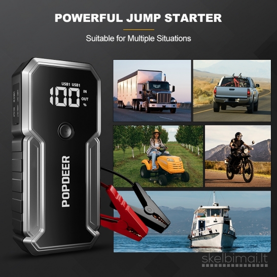 Naujas 2500A automobilinis užvedėjas boosteris jump starter powerbank