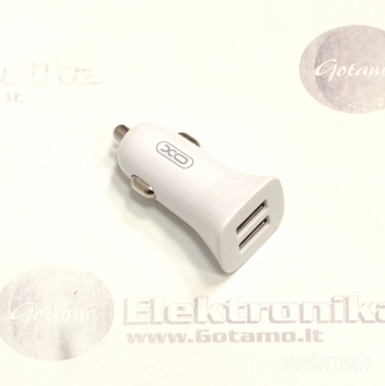 Auto kroviklis USB 5V 2.4A 12W XO 2 lizdų WWW.GOTAMO.LT