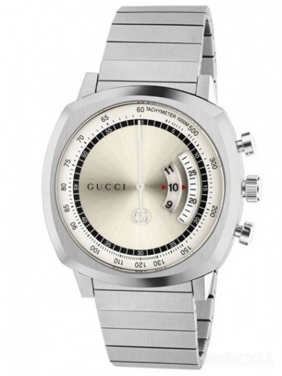 Gucci Grip Stainless Steel Silver Chronograph Dial Bracelet Watch YA157302