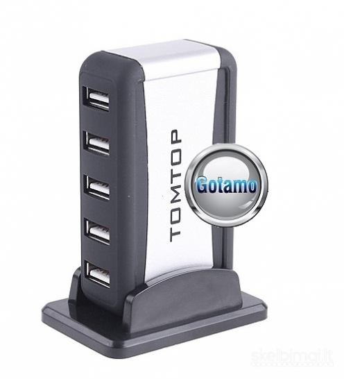 USB šakotuvas USB 2.0 7 lizdai TomTop su maitinimu (USB HUB)