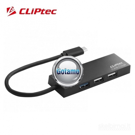 Type-C šakotuvas USB 3.1 1 lizdas ir USB 2.0 3 lizdai ClipTec (USB HUB)