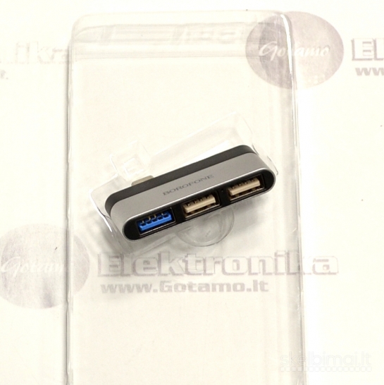Type-C šakotuvas USB 3.0 1 lizdas ir USB 2.0 2 lizdai Borofone (USB HUB)