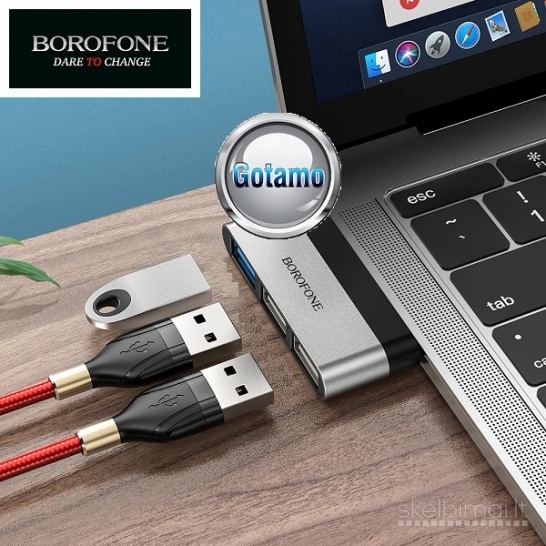 Type-C šakotuvas USB 3.0 1 lizdas ir USB 2.0 2 lizdai Borofone (USB HUB)