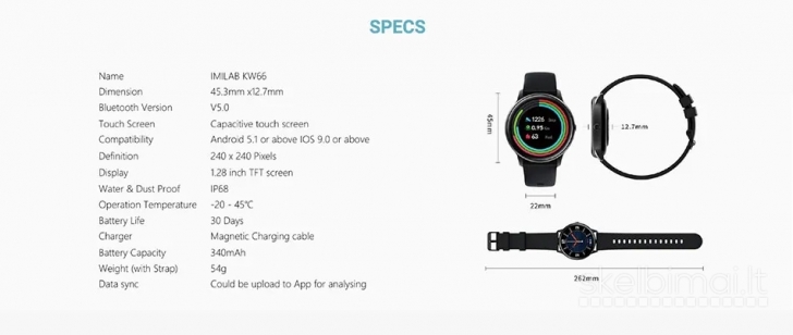 Naujas Imilab KW66  Išmanusis laikrodis + Apyrankė