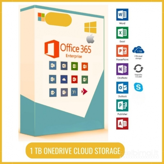 MS Office 365 Entreprise + 1024 GB OneDrive saugykla debesyje visam 