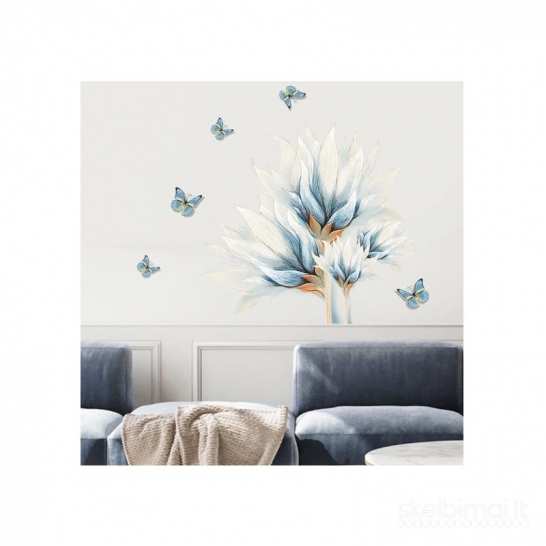 Sienos lipdukas "Blue Butterfly Flower"