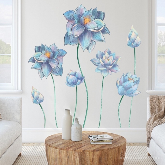 Sienos lipdukas "Blue Flowers"