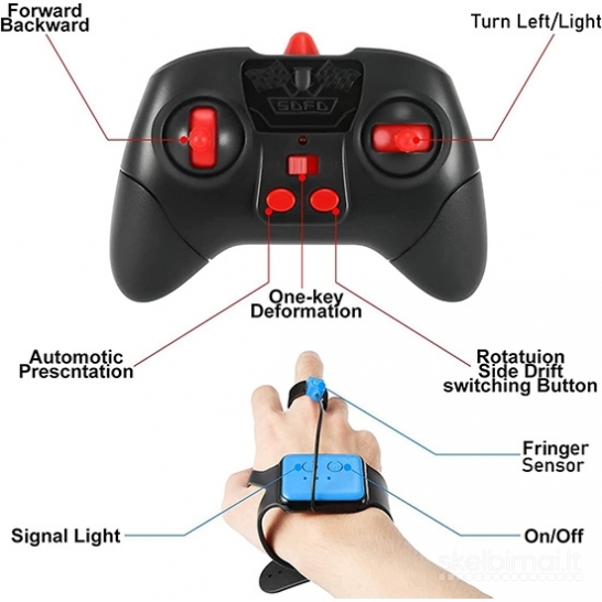 Nuotolinio valdymo pultu/gestais valdomas žaislinis automobilis
