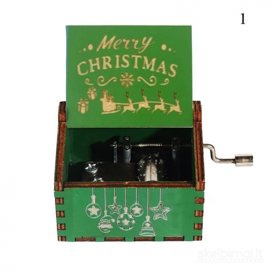 Mechaninė medinė muzikinė dėžutė Marry Christmas