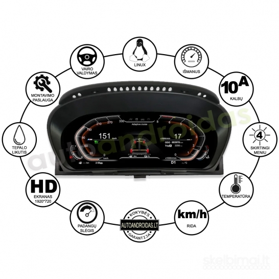 BMW X5 E70 X6 E71 2007-14 LCD skaitmeninis prietaisų skydelis-spidometras