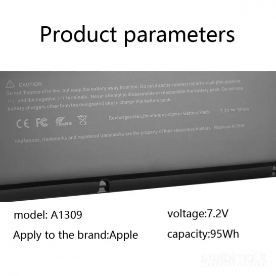 Nauja baterija A1309, Apple MacBook Pro 17" (Early 2009, Mid 2010)