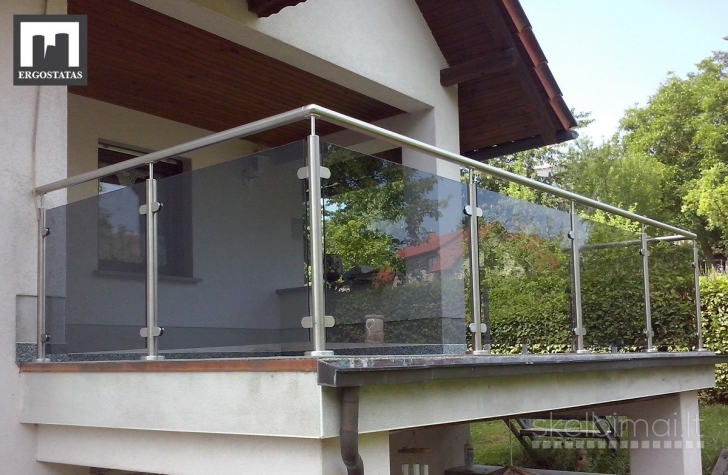 Laiptų, balkonų turėklai, prancūziški balkonai, stiklo stogeliai