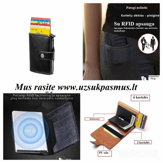 Metalinė piniginė – kortelių dėklas turinti apsaugą nuo RFID signalų