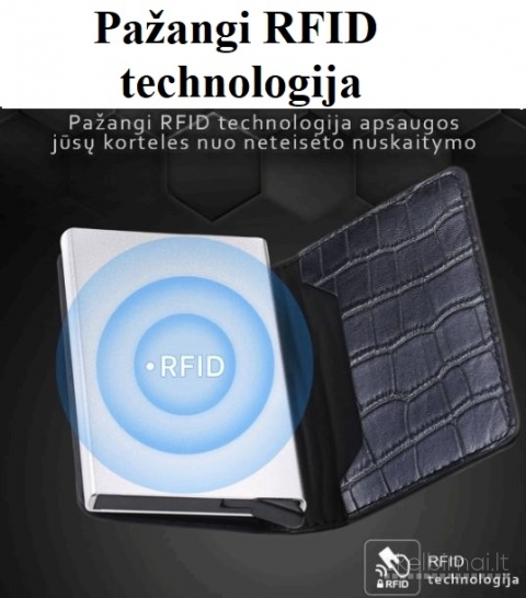 Metalinė piniginė – kortelių dėklas turinti apsaugą nuo RFID signalų