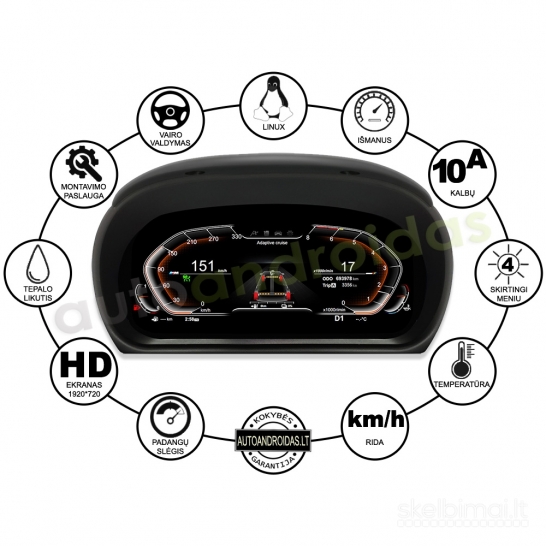 BMW 3 E90 E91 E92 E93 2004-12 LCD prietaisų skydelis-spidometras