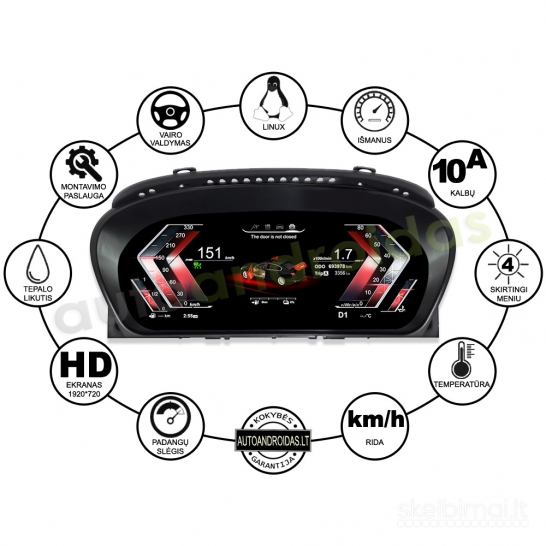 BMW 5 E60 E61 6 E63 E64 2004-10 LCD prietaisų skydelis-spidometras