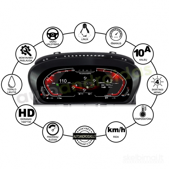 BMW 5 E60 E61 6 E63 E64 2004-10 LCD prietaisų skydelis-spidometras