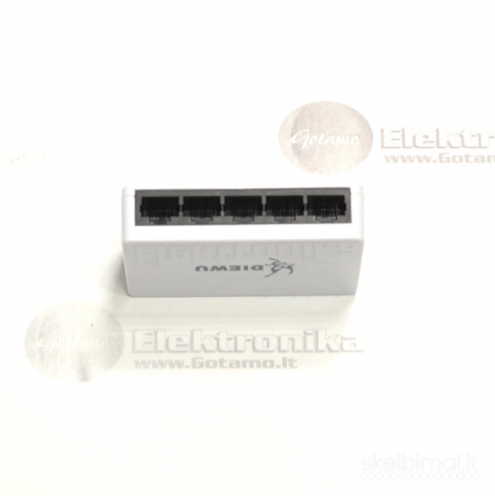 Interneto LAN laidų šakotuvas (komutatorius) 5 lizdų su maitinimu WWW.GOTAMO.LT