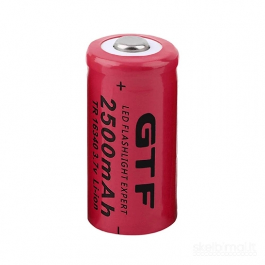 16340 Li-ion 2500mAh akumuliatorius baterija 