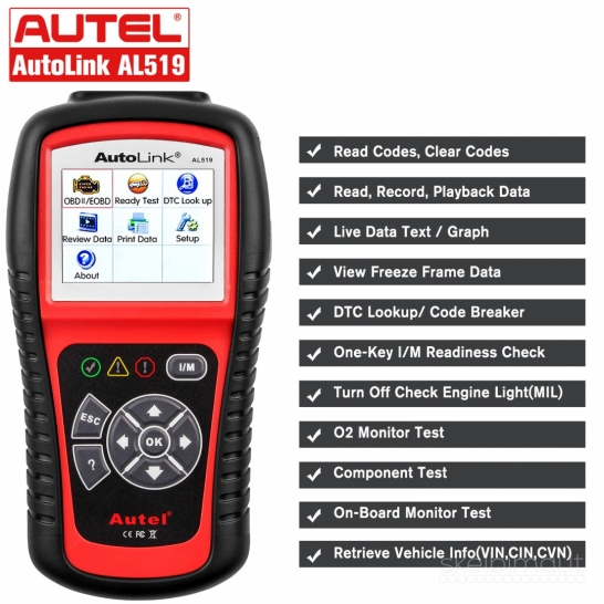 Automobilių diagnostika Autel AL519 OBD2 scanneris