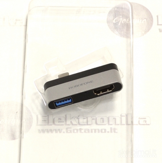 Type-C šakotuvas USB 3.0 1 lizdas ir HDMI 1 lizdas Borofone (USB HUB)