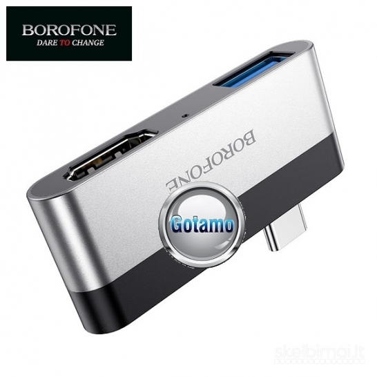 Type-C šakotuvas USB 3.0 1 lizdas ir HDMI 1 lizdas Borofone (USB HUB)