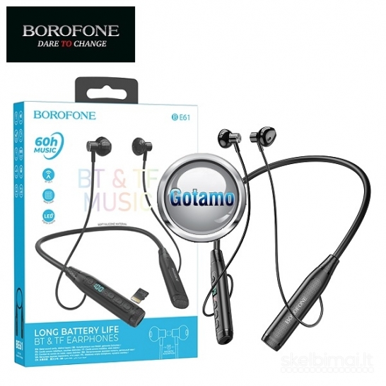Bluetooth ausinės Borofone Sports 60h Music WWW.GOTAMO.LT