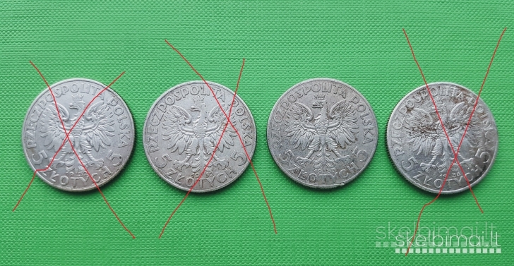 5 zlotu monetos 1933 m. Lenkija