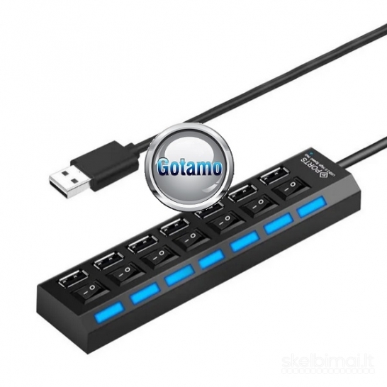 USB šakotuvas USB 2.0 7 lizdai (USB HUB) WWW.GOTAMO.LT
